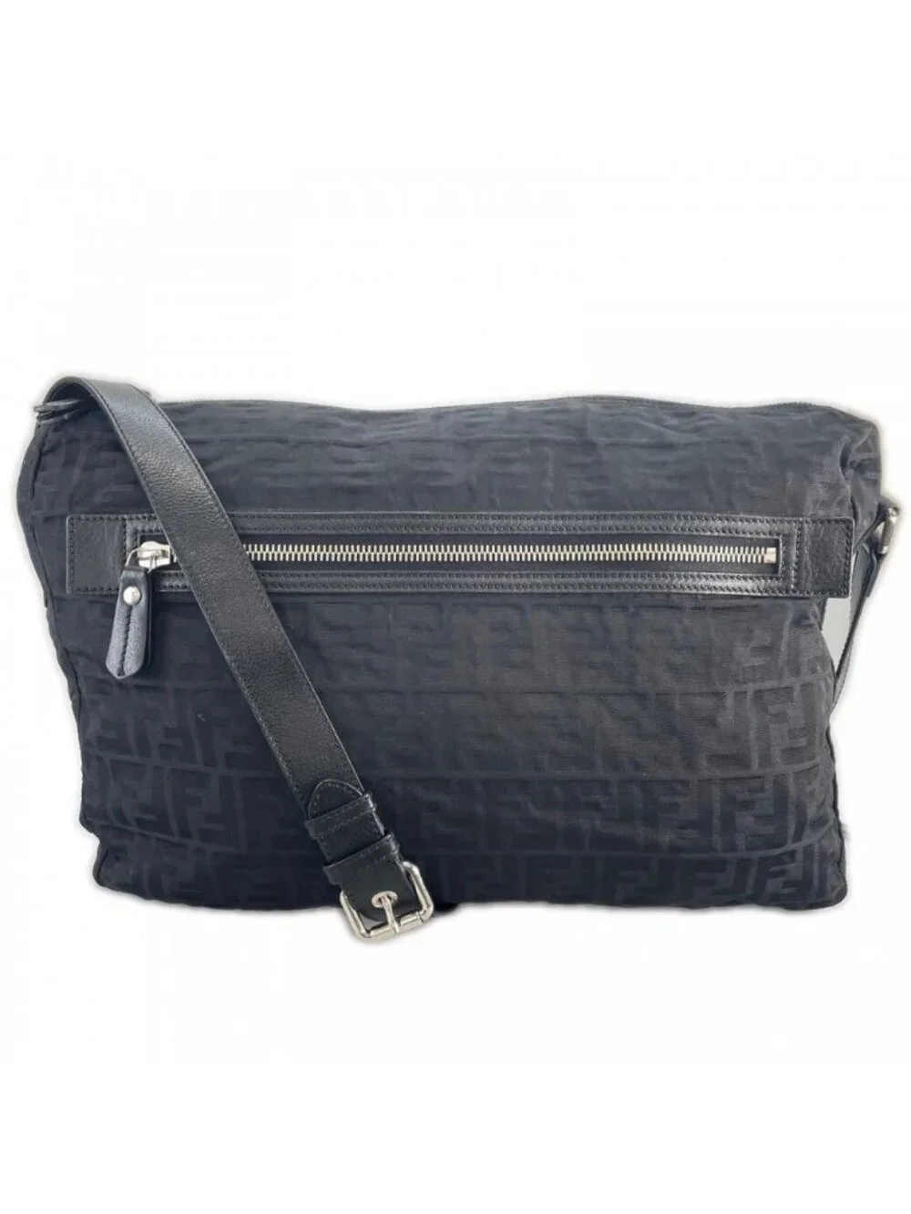 Fendi Shoulder Bag Nylon Black Silver